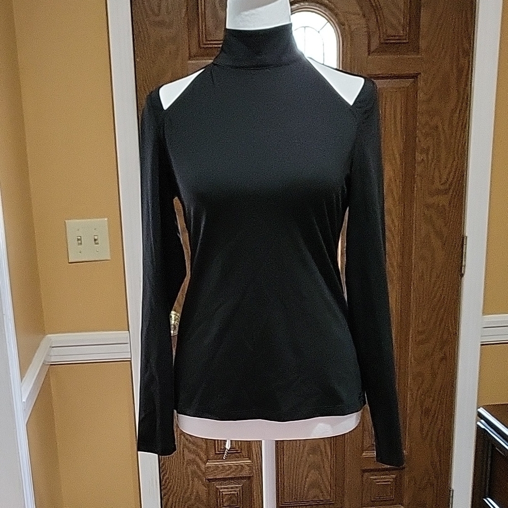 Black Long Sleeve Cut Out Blouse